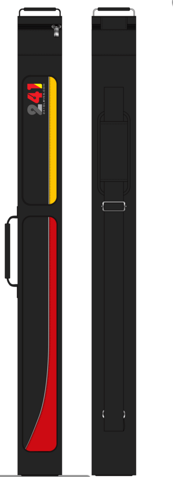 241 Cue carry case with red and yellow stripe and logo
